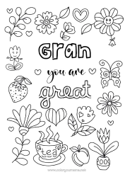 Free colouring Flowers Dad Mum Grandma Grandad
