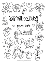 Free colouring Flowers Dad Mum Grandma Grandad