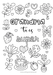 Free coloring Flowers Dad Mum Grandma Grandpa