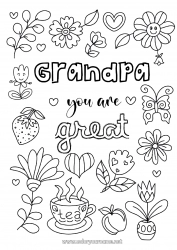 Child coloring page Flowers Dad Mum Grandma Grandpa