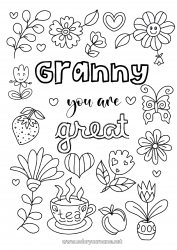 Child coloring page Flowers Dad Mum Grandma Grandpa