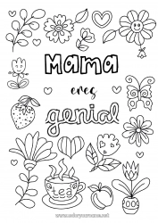 Niño página para colorear Flores Papá Mamá Abuela Abuelo