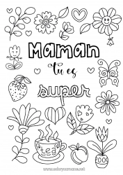 Coloriage enfant Fleurs Papa Maman Mamie Papi