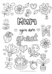 Free colouring Flowers Dad Mum Grandma Grandad