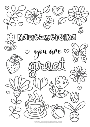 Kolorowanka dla dziecka Kwiaty Tata Mama Babcia Dziadek