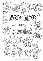 Colorear para personalizar Flores Papá Mamá Abuela Abuelo