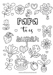 Coloriage enfant Fleurs Papa Maman Mamie Papi