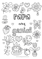 Colorear gratis Flores Papá Mamá Abuela Abuelo