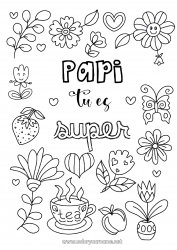 Coloriage enfant Fleurs Papa Maman Mamie Papi