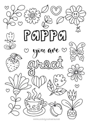 Fargeleggingssiden for barn Blomster Pappa Mamma Bestemor Bestefar