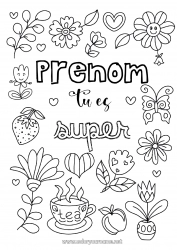 Coloriage à personnaliser Fleurs Papa Maman Mamie Papi