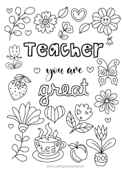 Free colouring Flowers Dad Mum Grandma Grandad
