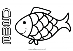 Free coloring Children's activities Animal Fish April Fools' Day Easy coloring pages Marine or aquatic animals