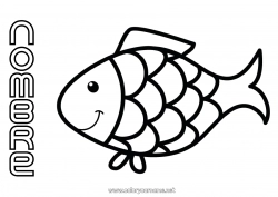 Colorear gratis Actividades para niños Animales Pescado Día de los Inocentes Dibujos fáciles para colorear Animales marinos o acuáticos