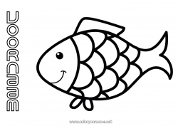 Gratis tekening Activiteiten voor Kinderen Dier Vis 1 april Eenvoudige kleurplaten Zeedieren