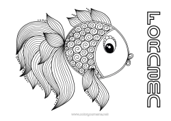 Gratis färgläggning Lugn och zen Mandala Djur Fisk Aprilskämt Komplexa målarbilder Marina djur eller vattenlevande djur