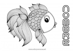 Colorear gratis Calma y zen Mandala Pescado Día de los Inocentes Dibujos complejos para colorear Animales marinos o acuáticos