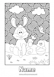 Free drawing Spring Chick Bunny Animal Easter Complex coloring pages Farm animals Forest animals