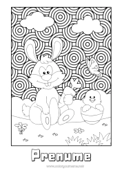 Pagină de colorat personalizată Primăvară Pui Iepure Animal Paște Desene de colorat complexe Animale de fermă Animale din pădure