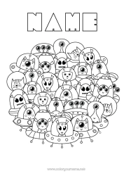 Colouring to customise Mandala Cute Space Extraterrestrial