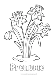 Pagină de colorat personalizată Flori Primăvară Narcise
