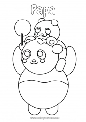 Coloriage enfant Papa Animal Panda Autres animaux du monde