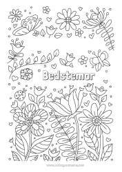 Farvelægningssiden for børn Blomster Far Mor Bedstemor Bedstefar Jeg elsker dig. 