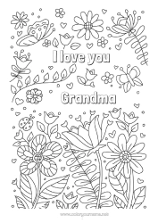Free coloring Flowers Dad Mum Grandma Grandpa I love you 