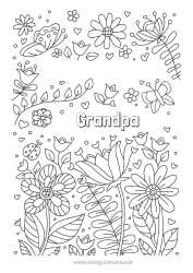 Child coloring page Flowers Dad Mum Grandma Grandpa I love you 