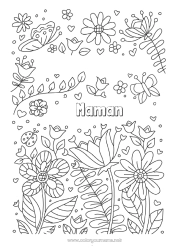 Coloriage enfant Fleurs Papa Maman Mamie Papi Je t'aime 