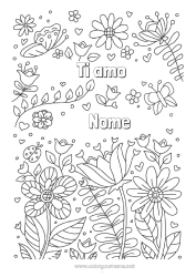 Pagina da colorare per bambini Fiori Papà Mamma Nonna Nonno Ti amo 