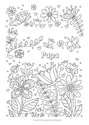 Coloriage enfant Fleurs Papa Maman Mamie Papi Je t'aime 