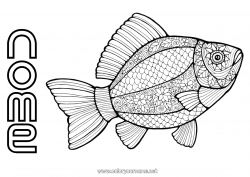 Disegno gratuito Calmo e sereno Mandala Animale Pesce Pesce d'aprile Colorazioni complesse Animali marini o acquatici