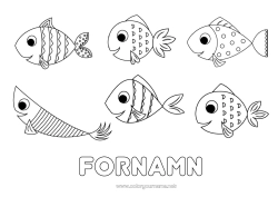 Gratis färgläggning Barnaktiviteter Djur Fisk Aprilskämt Marina djur eller vattenlevande djur