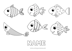 Free coloring Children's activities Animal Fish April Fools' Day Marine or aquatic animals