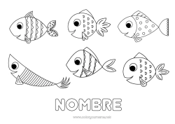 Colorear gratis Actividades para niños Animales Pescado Día de los Inocentes Animales marinos o acuáticos
