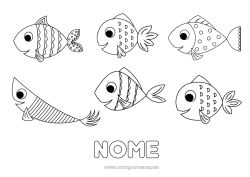 Disegno gratuito Attività per Bambini Animale Pesce Pesce d'aprile Animali marini o acquatici