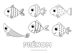 Coloriage gratuit Activités enfants Poisson Poisson d'avril Animaux marins ou aquatique