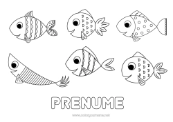 Pagină de colorat gratuită Activități pentru copii Animal Pește Păcăleală de 1 aprilie Animale marine sau acvatice