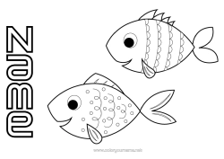 Free colouring Children's activities Fish April Fool's Day Marine or aquatic animals