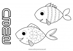 Free coloring Children's activities Fish April Fools' Day Marine or aquatic animals