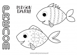 Dessin gratuit Activités enfants Poisson Poisson d'avril Animaux marins ou aquatique