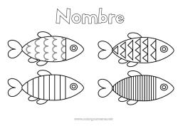 Colorear para personalizar Actividades para niños Pescado Día de los Inocentes Animales marinos o acuáticos