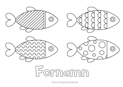 Gratis färgläggning Barnaktiviteter Fisk Aprilskämt Marina djur eller vattenlevande djur