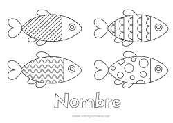 Colorear gratis Actividades para niños Pescado Día de los Inocentes Animales marinos o acuáticos