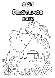 Farvelægningssiden for børn Far Mor Bedstemor Bedstefar God fest Dinosaurer Triceratops