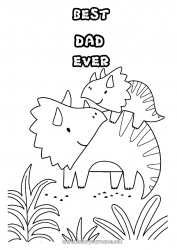 Child coloring page Dad Mum Grandma Grandpa Happy feast day ! Dinosaurs Triceratops