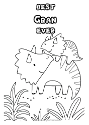 Free colouring Dad Mum Grandma Grandad Happy birthday Dinosaurs Triceratops