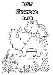 Free colouring Dad Mum Grandma Grandad Happy birthday Dinosaurs Triceratops
