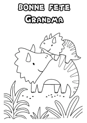 Free coloring Dad Mum Grandma Grandpa Happy feast day ! Dinosaurs Triceratops
